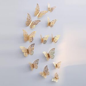 Smilee 3D Gold Butterfly Wall Stickers 12 Pieces