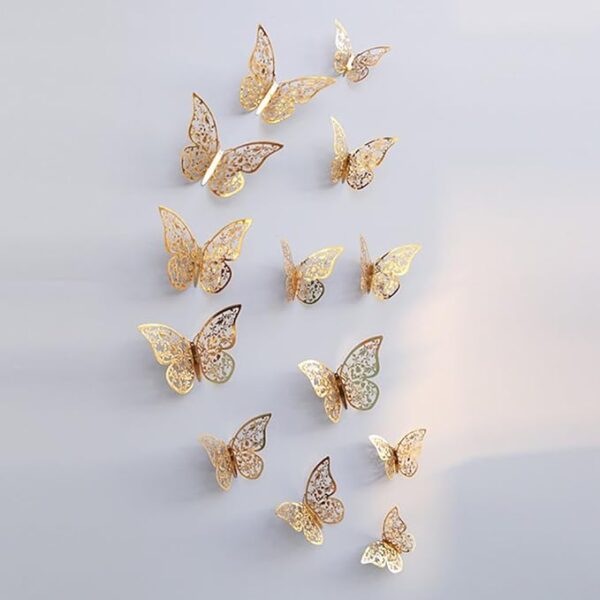Smilee 3D Gold Butterfly Wall Stickers 12 Pieces